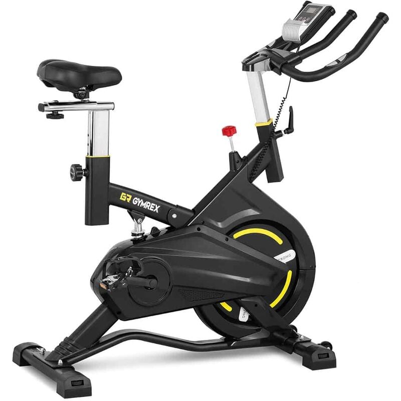 Vélo d'intérieur - roue d'inertie de 13 kg - supporte jusqu'à 100 kg - lcd avec amortisseur de chocs fitness musculation sport - Or
