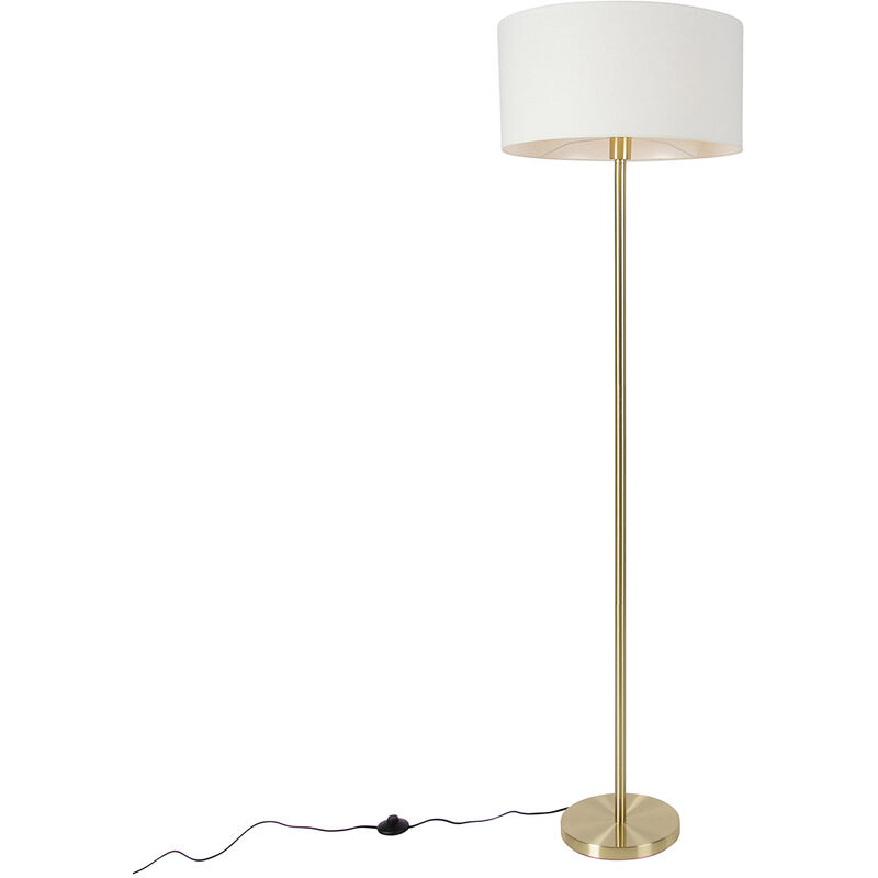 Qazqa Floor Lamp Brass With White Lampshade 50 Cm - Simplo
