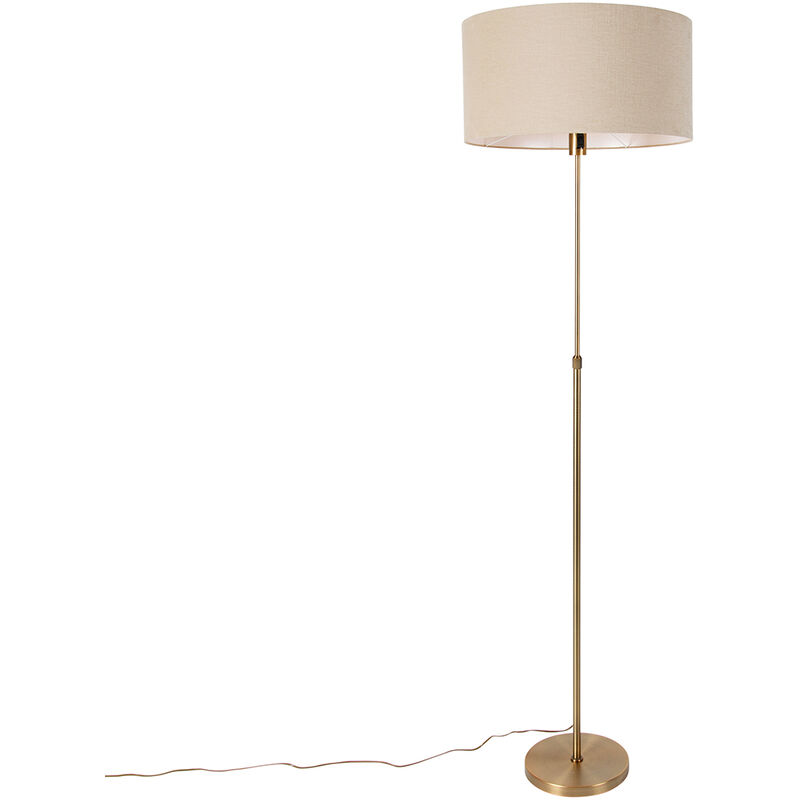 Qazqa Stehlampe Verstellbar Bronze Mit Schirm Hellbraun 50 Cm - Parte
