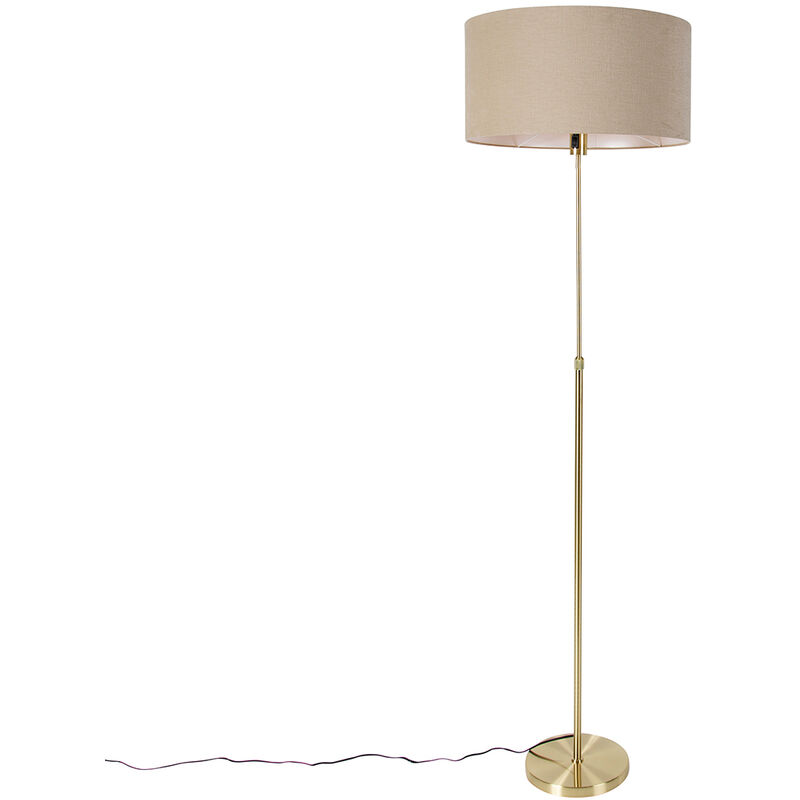 Qazqa Adjustable Floor Lamp Gold With Light Brown Lampshade 50 Cm - Parte