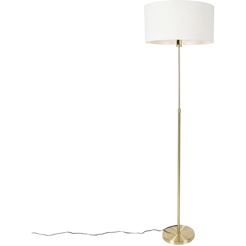 Qazqa Adjustable Floor Lamp Gold With White Lampshade 50 Cm - Parte