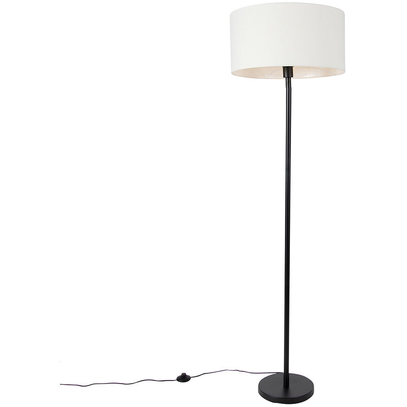 Qazqa Stehleuchte Schwarz Mit Schirm Weiß 50 Cm - Simplo