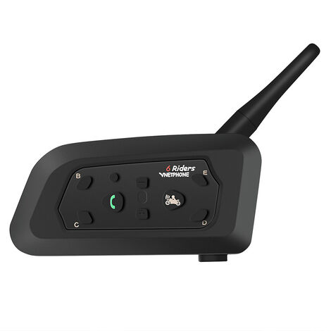 VNETPHONE V6-1200 casque de moto BT interphone casque en temps réel BT interphone CSR puce IP65 étanche niveau noir