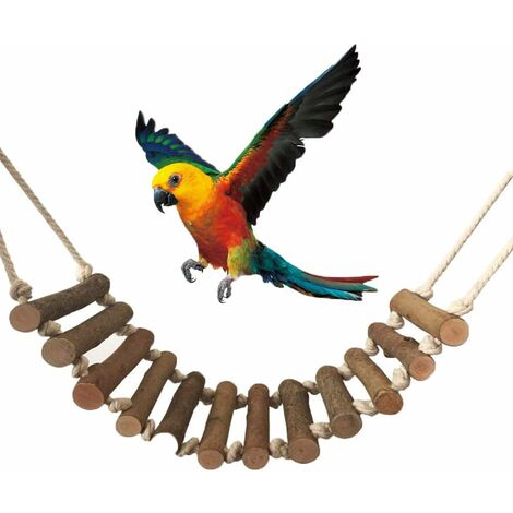 Vögel Spielzeug Holzleiter, Hölzerne Strickleiter mit Seil Swing Bridge Vögel Barsch Plattform für Papageien Haustier Trainning für Käfige, Vogelspielzeug für Papageien, Wellensittiche