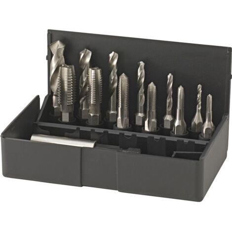 VÖLKEL Bit-Satz Einschnittgewindebohrer M3-M10 + Spiralbohrer + Bit-Halter
