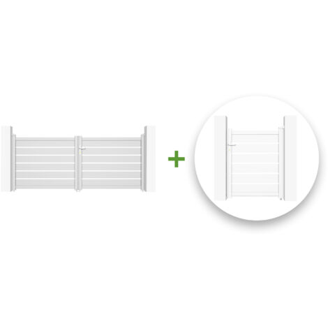 VOGEL 300 x 120 cm Flügeltor-Paket + VOGEL 100P120 cm Weißes Tor