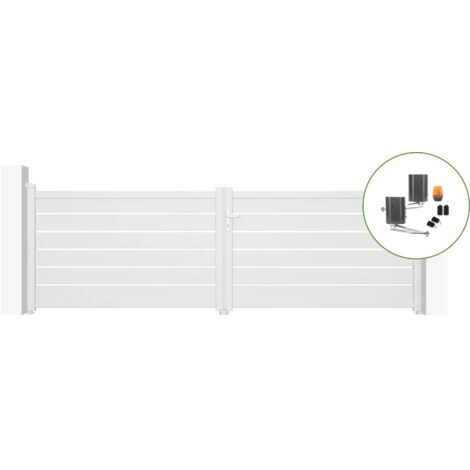 VOGEL 400 x 120 cancela automática batiente blanca + Motor brazo B500