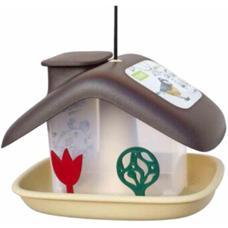 Vogelfutterhaus Domek braun/beige Maße: 21x16x15 cm, Kunststoff