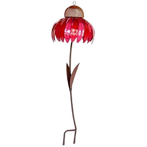 Vogelfutterspender aus Metall – blütenförmiges Designer-Futterhaus, elegante Gartendekoration auf einem schmiedeeisernen Ständer
