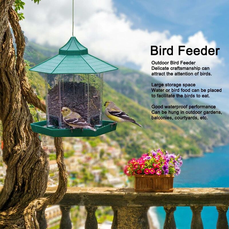Vogelfutterspender – Vogelfutterspender für den Garten im Freien, transparente Kunststoff-Fütterungswerkzeuge