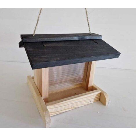 Vogelhaus Emma mit Plexiglasscheibe aus Holz natur