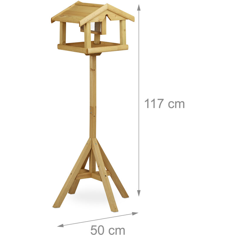 Vogelhaus Mit Stander Aus Holz Unbehandelt Stehend