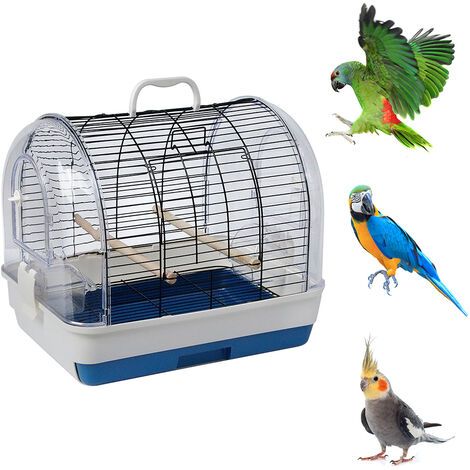 Vogelkäfig 42*32*37cm Papageienkäfig für Sittich, Nymphensittich, Wellensittich, Kanarienvogel, Mandarine, -Blau