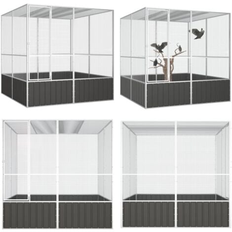 Vogelkäfig Anthrazit 213,5x217,5x211,5 cm Verzinkter Stahl - Vogelkäfig -  Vogelkäfige - Home & Living