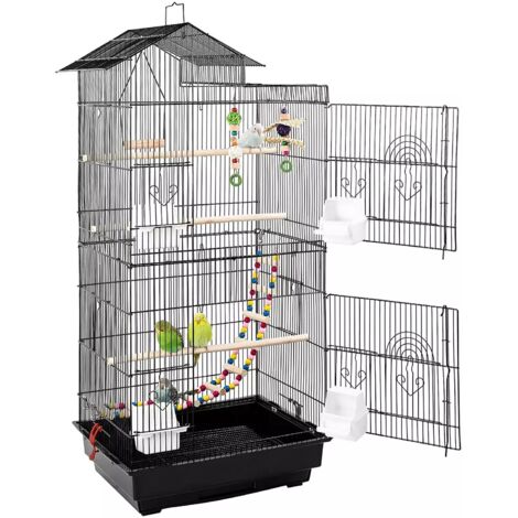 Vogelkäfig Voliere mit Vogelspielzeug, Sittichkäfig, 46 x 35,5 x 99,5 cm