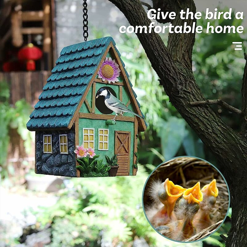 FVO - Vogelnistkasten für den Außenbereich, natürliches Vogelhaus, hängendes Nest für Blaumeisen, Kolibris, Spatzen und andere Wildvögel, Innen- und