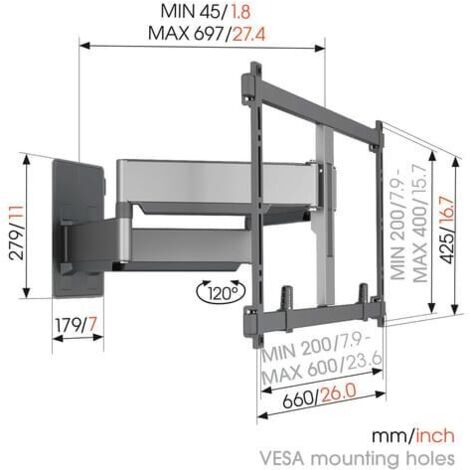 Vogel's Elite TVM5855 120° schwenkbar TV-Wandhalter 55-100" (140-254 cm)