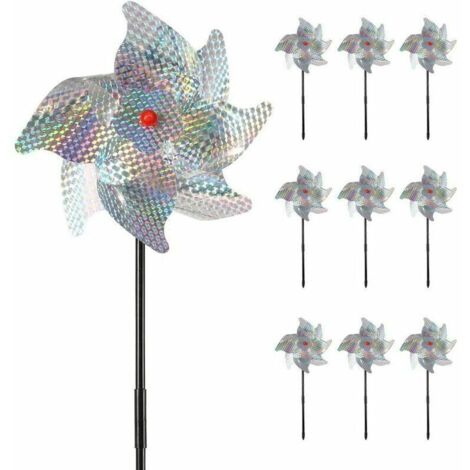 Vogelscheuche und Vogelabwehrgerät (10er-Packung), 50 x 20 cm, reflektierende Windmühle – hält Vögel aus Gärten, Obstgärten, Häusern und Bauernhöfen fern – sicherer und effektiver.