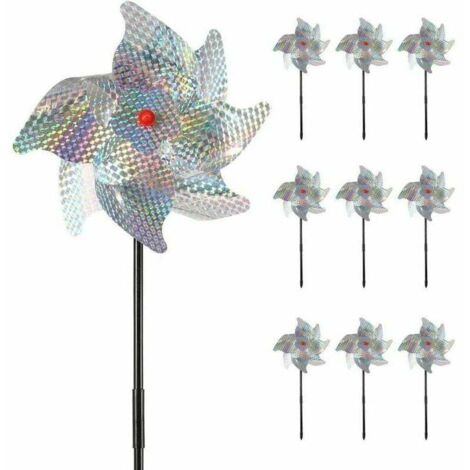 Vogelscheuchen- und Vogelabwehr, Vogelabwehr (10er-Pack) 5020 cm, reflektierendes Windmühlen-Vogelabwehrmittel, verscheucht Gärten, Obstgärten, Häuser, Bauernhöfe – sicherer und effektiver