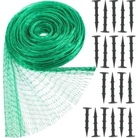 Vogelschutznetz, 4 x 6 m, Schutznetz mit 20 Kunststoff-Befestigungsnägeln, Gartennetz, Volierennetz