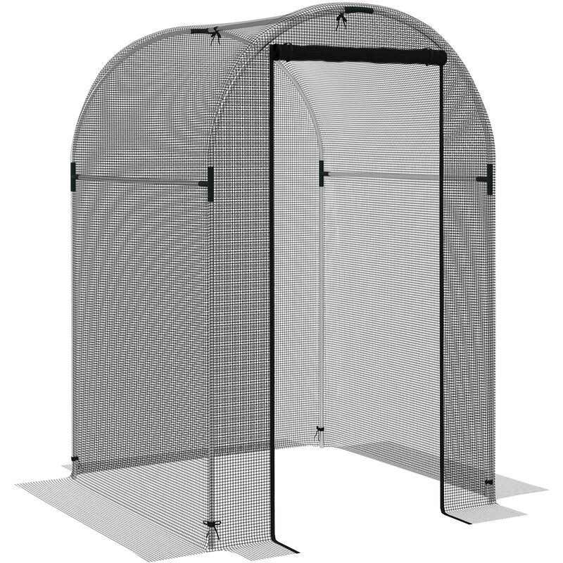Outsunny Insektenschutznetz 1, 2 X 1, 2 M Gartennetz Mit Tür, Pflanzenschutzzelt, Schädlingsschutznetz Mit Stahlrahmen, Für Garten, Balkon, Hdpe,