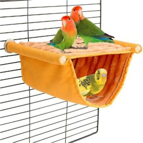 Vogelspielzeug, Vogelhängematte, Papageienkäfig-Zubehör, waschbares Set, gelb, 8x15cm