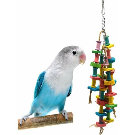 Vogelspielzeug Vogelkauspielzeug Waldholz zum Aufhängen zum Aufhängen, drehbar, Schaukelspielzeug für Vogel, Papagei, Ara, afrikanisch, grau, Vogelkäfig, Käfigzubehör