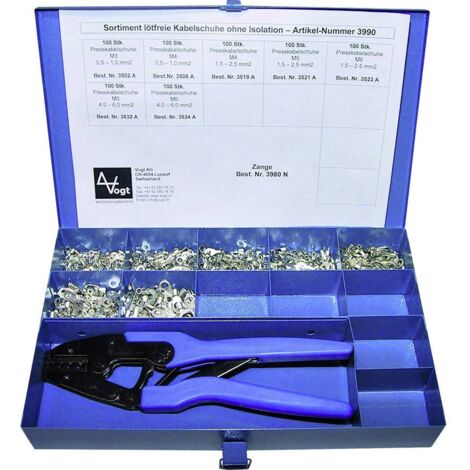 Vogt Verbindungstechnik 3990 Assortiment de cosses à oeillet 0.50 mm² 6 mm² argent 1001 pc(s)