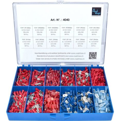 Vogt Verbindungstechnik 4040 Assortiment de cosses à sertir 0.50 mm² 2.50 mm² rouge, bleu 575 pc(s)