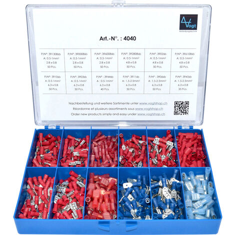Vogt Verbindungstechnik 4040 Quetschverbinder-Sortiment 0.50 mm² 2.50 mm² Rot, Blau 575 St.