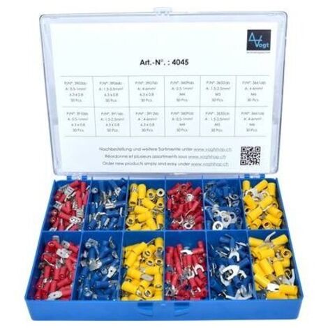 Vogt Verbindungstechnik 4045 Assortimento di capicorda a compressione 0.50 mm² 6 mm² Rosso, Blu, Giallo 520 pz.