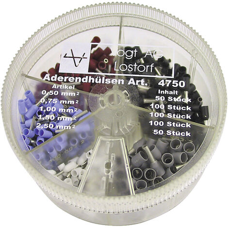 Vogt Verbindungstechnik 4750 Aderendhülsen-Sortiment 0.5 mm², 0.75 mm², 1 mm², 1.5 mm², 2.5 mm² Teil