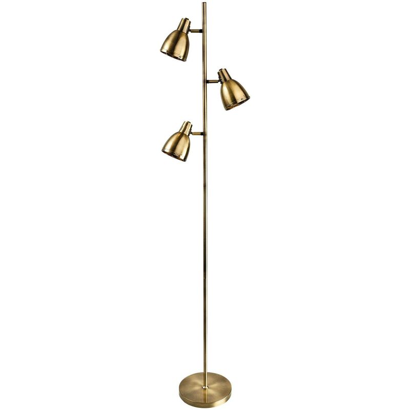 Vogue - 3 Light Floor Lamp Antique Brass, E14 - Firstlight