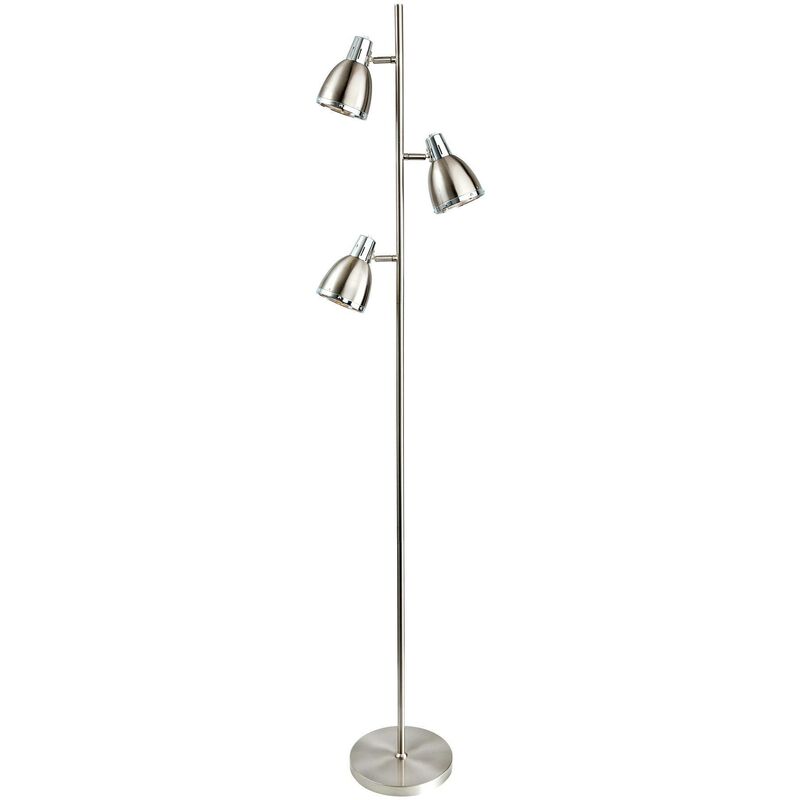 Firstlight Vogue - 3 Light Floor Lamp Brushed Steel, Chrome, E14