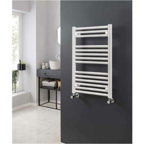Vogue Focus Straight Central Heating Towel Rail - 800mm x 300mm - White - White
