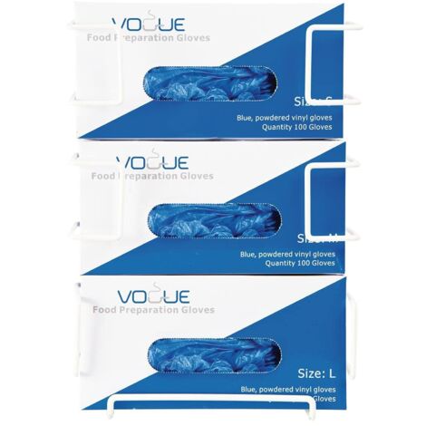 Vogue GC960 - Dispenser per guanti usa e getta, 3 ripiani, colore: bianco, dimensioni: 360 x 260 x 105 mm, supporto per guanti usa e getta da parete, fornito con fissaggi, dispenser per guanti