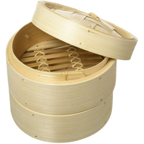 Vogue K302 - Vaporiera in bambù, 15,24 cm, utensile da cucina per la cottura a vapore di verdure e pancake, colore beige