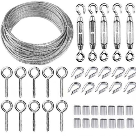 Voici une proposition de titre en français (caractères : 172) :

Kit de câble métallique 5 m avec crochets télescopiques, équipement pratique pour treuil et levage, lot de 1 ensemble résistant.