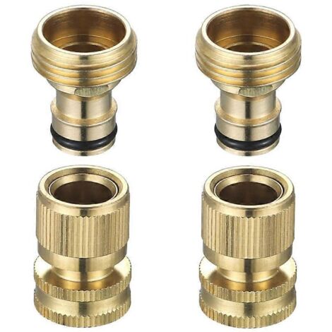 Voici une proposition de titre en français (caractères : 175) :
Raccord rapide laiton 3/4" 2 paires, connecteur métal pour arrosage jardin, équipement d'eau extérieur, adaptateur tuyau robuste