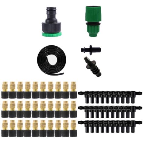 Voici une proposition de titre en français (caractères : 188) :

Kit d'arrosage brumisateur pour jardin intérieur/extérieur, système d'irrigation goutte-à-goutte pour terrasse et pelouse, pulvérisateu