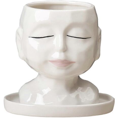 Voici une proposition de titre en français (caractères : 189) :

Pot de fleur design visage pour succulentes, avec trou de drainage, pour plantes d'intérieur et d'extérieur, déco originale