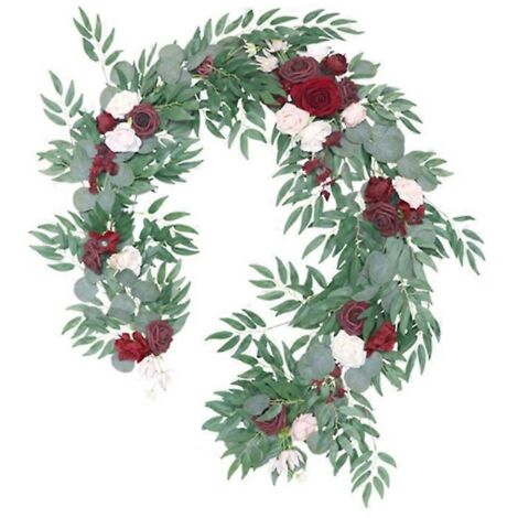 Voici une proposition de titre en français, conforme à vos critères (caractères ≤ 190, mots-clés variés) :

Guirlande de fausses roses artificielles, lierre de table, décoration mariage, arche murale,