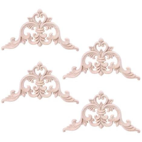 Voici une proposition de titre en français (moins de 190 caractères) :

4 pièces appliques florales en bois non peint pour meubles, armoires, fenêtres - ornements sculptés décoratifs pour coin de fenê