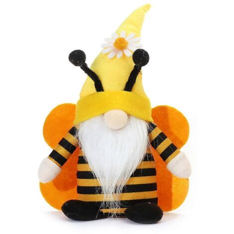 Voici une proposition de titre en français, respectant la limite de 190 caractères :

Décoration gnome abeille rayé avec ailes, ornement elfe pour plateau étagé, déco maison ferme cuisine bureau, acce