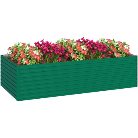 Voici une proposition de titre optimisé pour votre produit sur ManoMano, en français et sous 190 caractères :
Bac surélevé rectangulaire vert 240x120x60cm, jardinière galvanisée extérieur fond ouvert