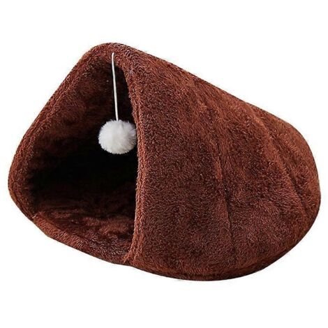 Voici une proposition de titre produit en français (caractères : 188) :

Lit-grotte douillet en peluche chaude pour chat, tente maison épaisse avec fond renforcé, également adapté aux petits chiens