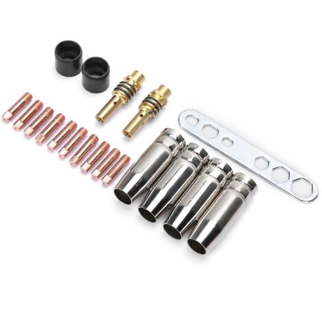 Voici une proposition de titre produit en français (moins de 190 caractères) :

Kit 19 pièces accessoires soudure torche MIG : buses et embouts contact pour Binzel 15AK, torche de soudage