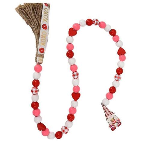 Voici une proposition de titre produit en français, optimisée pour le SEO et ne dépassant pas 190 caractères :

Guirlande rustique en perles de bois avec pompon gnome – Déco fermière Saint-Valentin, a