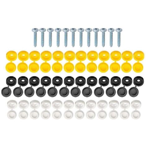Voici une proposition de titre produit en français, respectant la limite de 190 caractères :

Kit de fixation de plaque d'immatriculation 48 pièces avec vis inox et capuchons plastique pour voiture (1