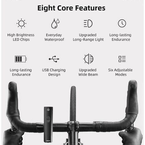 Voici une proposition de titre produit optimisé en français (caractères : 189) :
Éclairage vélo LED rechargeable, puissant feu avant étanche USB-C, 6 modes lumineux, haute visibilité nuit, compatible